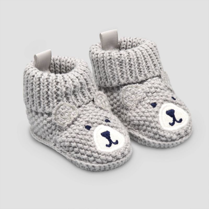 Carter&#39;s Just One You&#174; Baby Boys&#39; Knitted Bear Slippers - Gray, 1 of 7