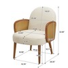 28.35'' Velvet Mid-Century Accent Chair with Rattan Armrests and Rubberwood Legs for Living Room - 4 of 4