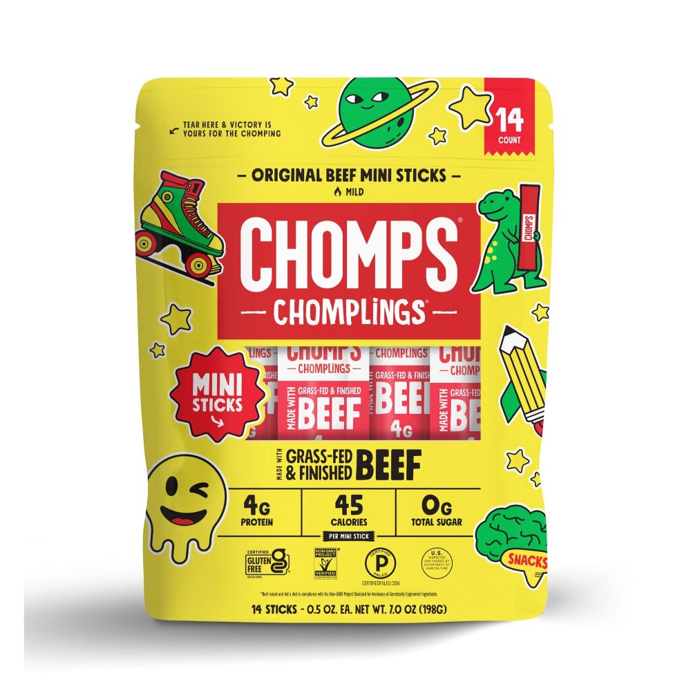 Chomps Chomplings Original Beef Mini Sticks - 7oz/14ct