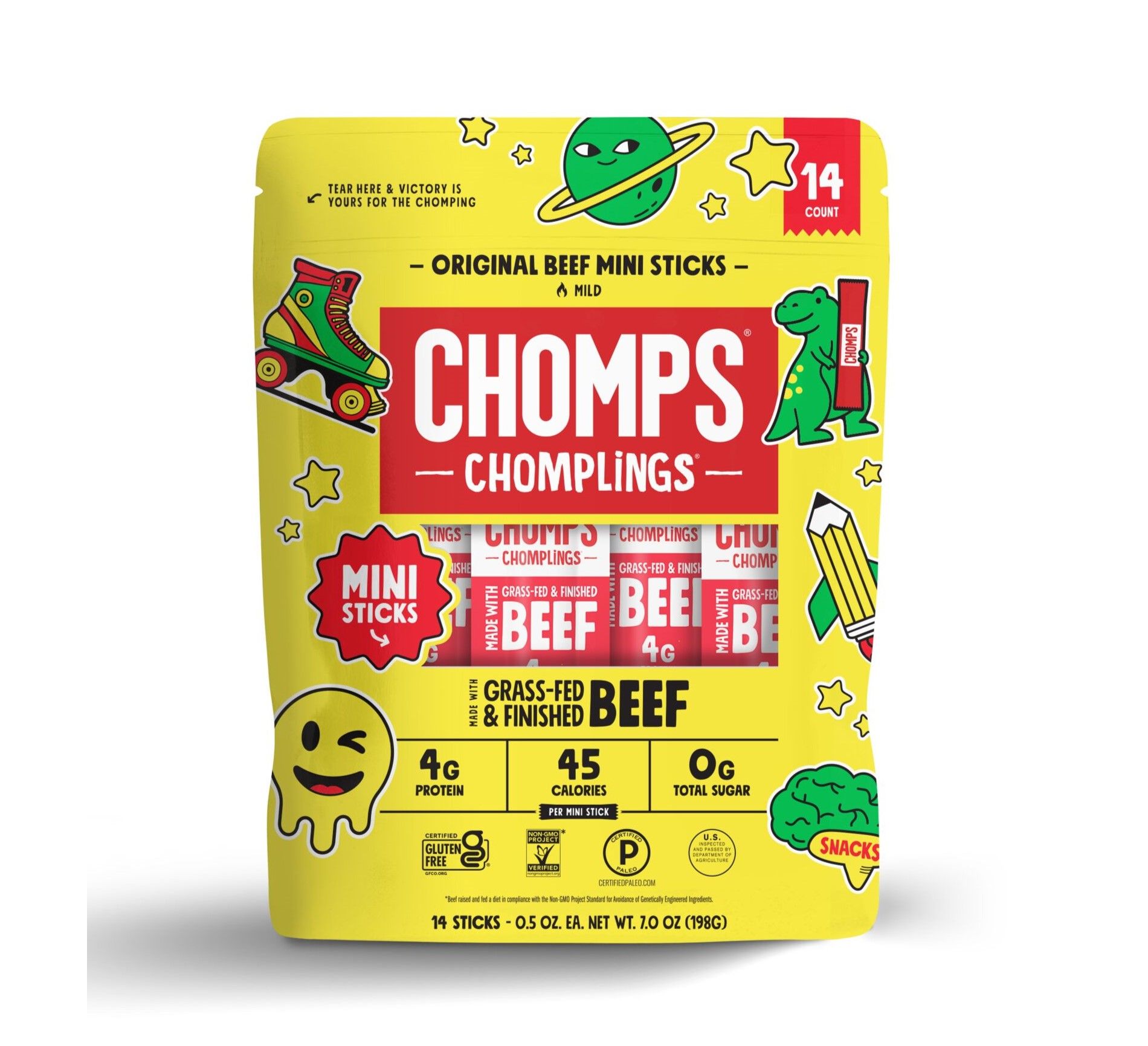 Chomps Chomplings Original Beef Mini Sticks - 7oz/14ct