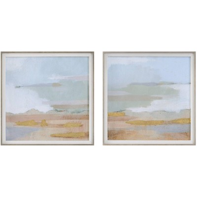 Uttermost Abstract Coastline 19 1/2" Square 2-Piece Wall Art Set