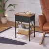 VECELO Modern X-Design Nightstand, End/Side Table with Fabric Drawer & Open Storage Shelves for Bedroom or Living Room - 4 of 4