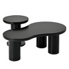 MAYEERTY Nesting Coffee Table Set of 2, Coffee Table with Round Small Side Table,  Irregular Center Table for Living Room, Black, 39.3"x 13.7" - 2 of 4