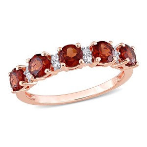 EVERLY JEWELRY | Rose Plated Sterling Silver 1 3/5 CT TGW Garnet White Topaz Fashion Ring - 1 of 4