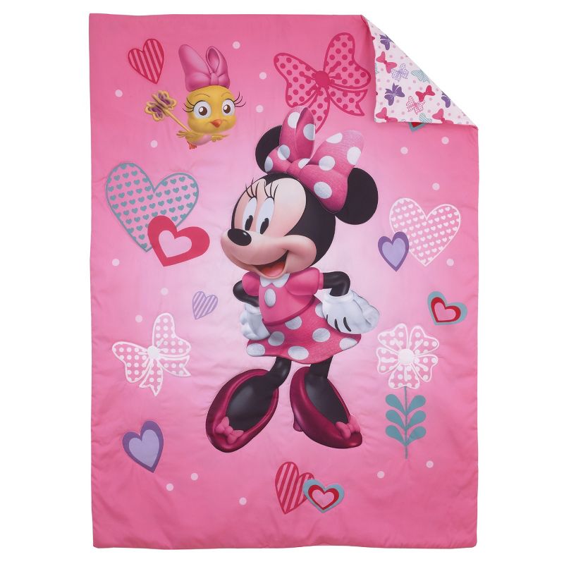 Disney Minnie Mouse Hearts and Bows 4 Piece Toddler Bed Set in Purple, Pink and Turquoise, 2 of 7