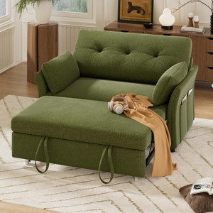 Dyonery 3-in-1 Pull Out Sleeper Sofa with Reclining Backrest & Side Pocket Chenille Convertible Sofa Bed for Living Room,Apartment,Tool-Free Assembly - 1 of 4