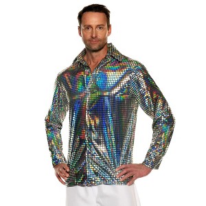 70s Hologram Adult Costume Disco Shirt - 1 of 4
