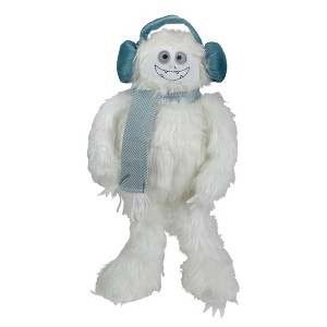 Northlight Plush Sitting Yeti with Earmuffs Christmas Figure - 18" - White and Blue - 1 of 4