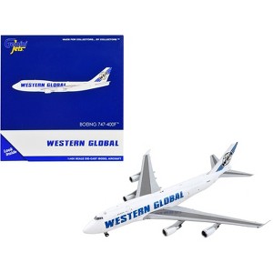 Boeing 747-400F Commercial Aircraft "Western Global" White with Blue Tail Stripes 1/400 Diecast Model Airplane by GeminiJets - 1 of 3