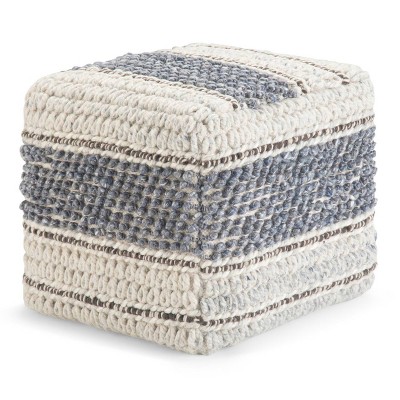 Heyfield Square Pouf Natural/Blue - Wydenhall