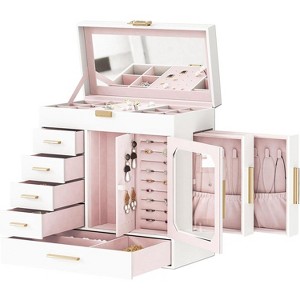 Jewelry Box with Mirror, Organizer Box with Capacious Storage Space, Jewelry Holder Organizer - 1 of 4