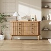 6 Drawer Dresser, Mid Century Bedroom Dresserwith Black Handles and Wooden Legs, Storage Drawer Organizer for Closet, Hallway, Entryway, Natural - 3 of 4