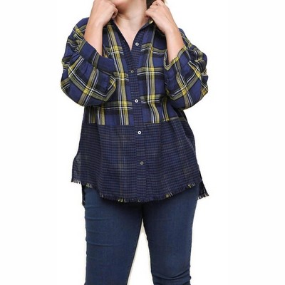 Women's Plaid & Checkered Frayed Top - umgee