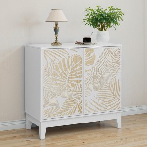 Okak Wooden Sideboard Buffet, Decorative Storage Cabinet with 2 Doors & Adjustable Shelves, Console Table for Kitchen Living/Dining Room - 1 of 4