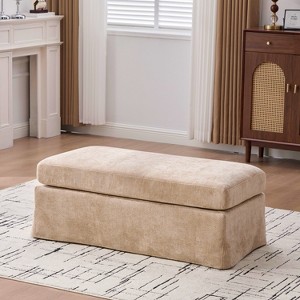 Hrinhom 46"W Chenille Upholstered Storage Ottoman,Dressing Shoe Bench - 1 of 4