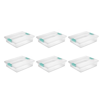 ClearView Stackable 5.7 Qt Plastic Storage Bin with Latching Lid - 6 Pack