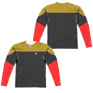 Men's Star Trek Voyager Engineering Uniform Front Back Print Long Sleeve Costume T-Shirt - 1 of 4
