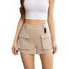 Trendy High Waist Cargo Shorts for Women - Summer Casual Elastic Waist Shorts with Pockets - 2 of 4