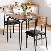 3-Piece Square Dining Table Set for 2, Small Kitchen Table with 2 Chairs, Black Dinette Set for Apartments, Small Spaces, Compact 2-Seater Table - 2 of 4
