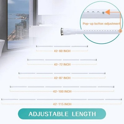 LunaLulinlk Tension Shower Curtain Rod, 42-72 inch Adjustable Shower Curtain Rod No Drilling for Bathroom Closet, White