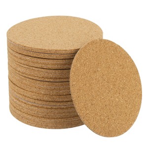 Unique Bargains Thickened Cork Self-Adhesive Round Coasters for Tableware - 1 of 4