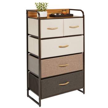 Mdesign Tall Dresser Storage Chest, 5 Fabric Drawers - Cream/white : Target