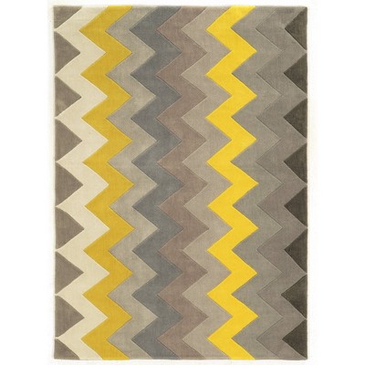 8'x10' Trio Collection ZigZag Area Rug Gray/Yellow - Linon