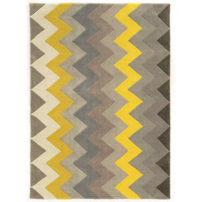 8'x10' Trio Collection ZigZag Area Rug Gray/Yellow - Linon