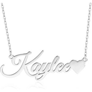 Custom Name Necklace 18K Gold Plated Personalized Nameplate Gift Horizontal Name Necklace-Heart 2 - 1 of 4