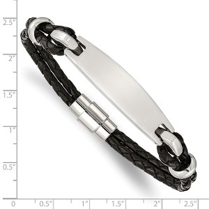 Chisel Stainless Steel Polished Black Woven Leather 8.5" ID Bracelet - 1 of 4