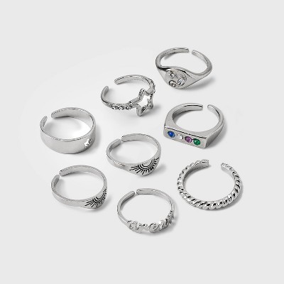 Girls' 8pk Dream Ring Set - art class™ Silver