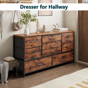 45 Inch Wide 9 Drawer Dresser Rustic Brown Fabric Storage Chest of Drawers  Wood Top Large Organizer Unit Bedroom Entryway TV Stand Industrial : Target