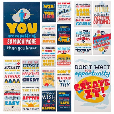 Juvale 20 Pack Motivational Posters for Classroom, Teacher Supplies, 13x19 in