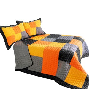 Slickblue 3PC Quilt Set, Hand-Stitched Patch Design, Full/Queen, Reversible, 100% TC Fabric, Multiple Color Options - 1 of 4
