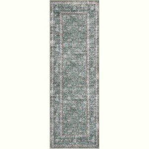 Hallway Runner Rug Washable Non-Slip Vintage Faux Wool Area Rugs for Entryway Indoor Kitchen Laundry Bedroom Living Room - 1 of 4