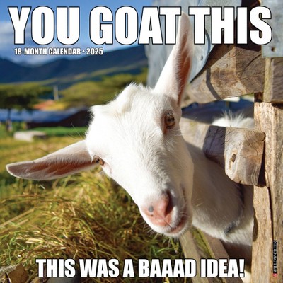 Willow Creek Press You Goat This 2025 Wall Calendar: Monthly 12x12" Paper, All Ages, Blue, Sewn Binding