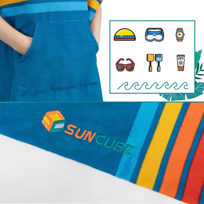 SUN CUBE Kids Changing Robe Surf Beach Towels, Quick Dry Wearable Towel Hood Pocket, Wetsuit Changing Cape for Toddler Boys Girls 3-8, 2 of 8