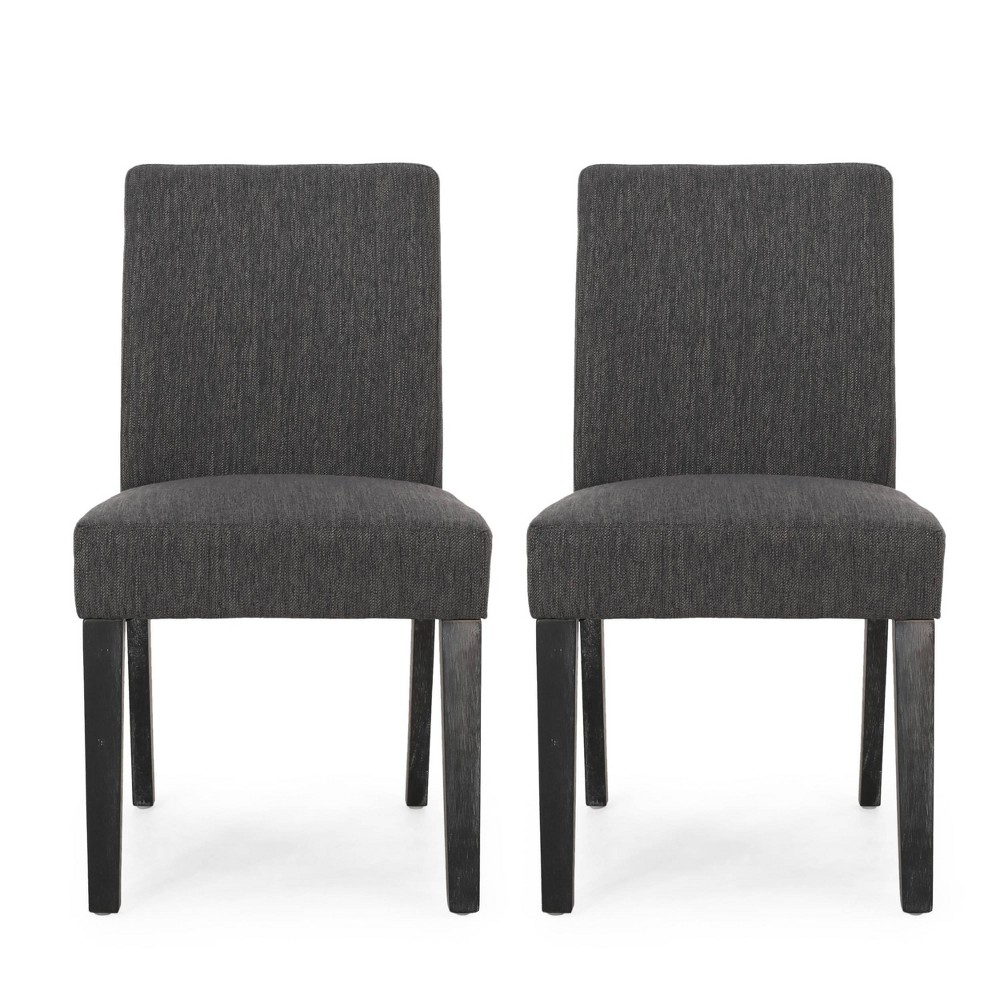 Set of 2 Kuna Contemporary Upholstered Dining Chairs Charcoal/Gray - Christopher Knight Home
