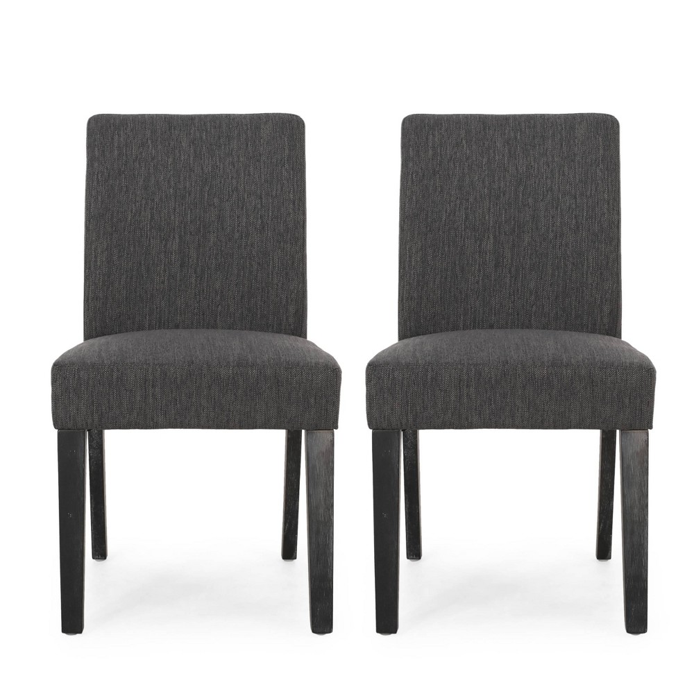 Photos - Chair Set of 2 Kuna Contemporary Upholstered Dining  Charcoal/Gray - Chris