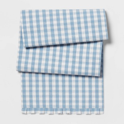 Photo 1 of 72 x 14 Cotton Gingham Kitchen Table Runner Blue - Threshold