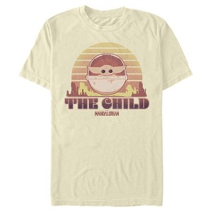 Men's Star Wars The Mandalorian The Child Cartoon Retro Sunset T-Shirt - 1 of 3