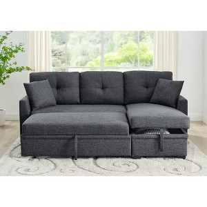 83'' L-Shaped Sectional Sofas with Hidden Storage, Tufted Cushions, and Space-Saving Design - 1 of 4