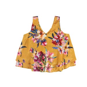 bar III Womens Ruffle Hem Floral Knit Blouse - 1 of 2