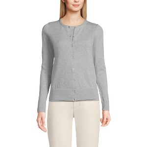 Lands' End Women's Fine Gauge Cotton Cardigan Sweater - 1 of 4