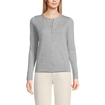 Lands' End Women's Tall Fine Gauge Cotton Cardigan Sweater