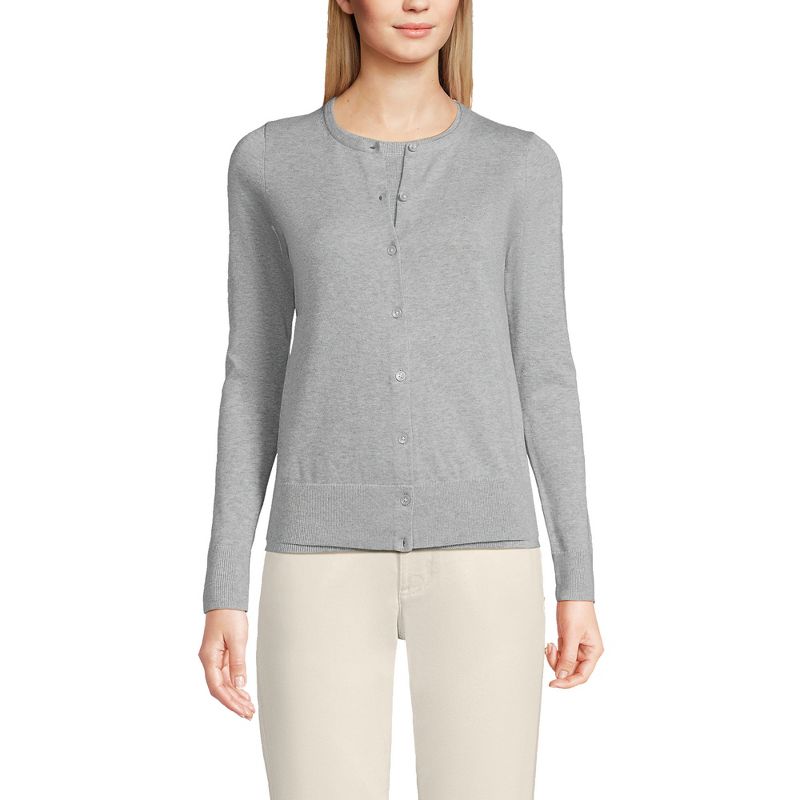 Lands' End Women's Tall Fine Gauge Cotton Cardigan Sweater, 1 of 6