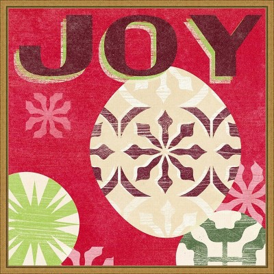 16" x 16" Lets Get Jolly IV Joy by June Erica Vess Framed Canvas Wall Art - Amanti Art