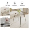 Modern minimalist style circular transparent tempered glass table, tempered glass tabletop, silver metal table legs, suitable for kitchen, dining room - 2 of 3