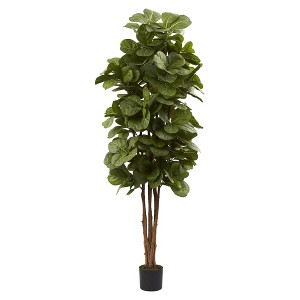 Nearly Natural 6' Fiddle Leaf Fig Tree: Indoor Faux Plant with Plastic Pot, Unlit Full Shape - 1 of 4