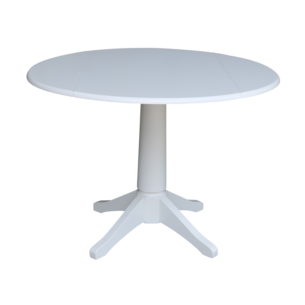 Photos - Dining Table 42" Nina Round Top Dual Pedestal  White - International Concep